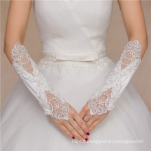 Accessoires de mariage en satin dentelle appiliques coude gants de dentelle de mariage de haute qualité